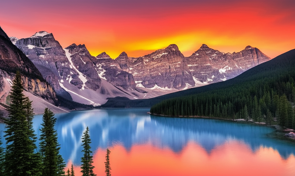 AI modified sunset mountain landscape